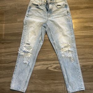 American Eagle Outfitters Distressed Light Blue Mom Jeans